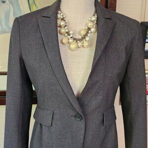 NWT Theory Twelli Charcoal Gray 1-Button Wool Blend Blazer Jacket Size 2